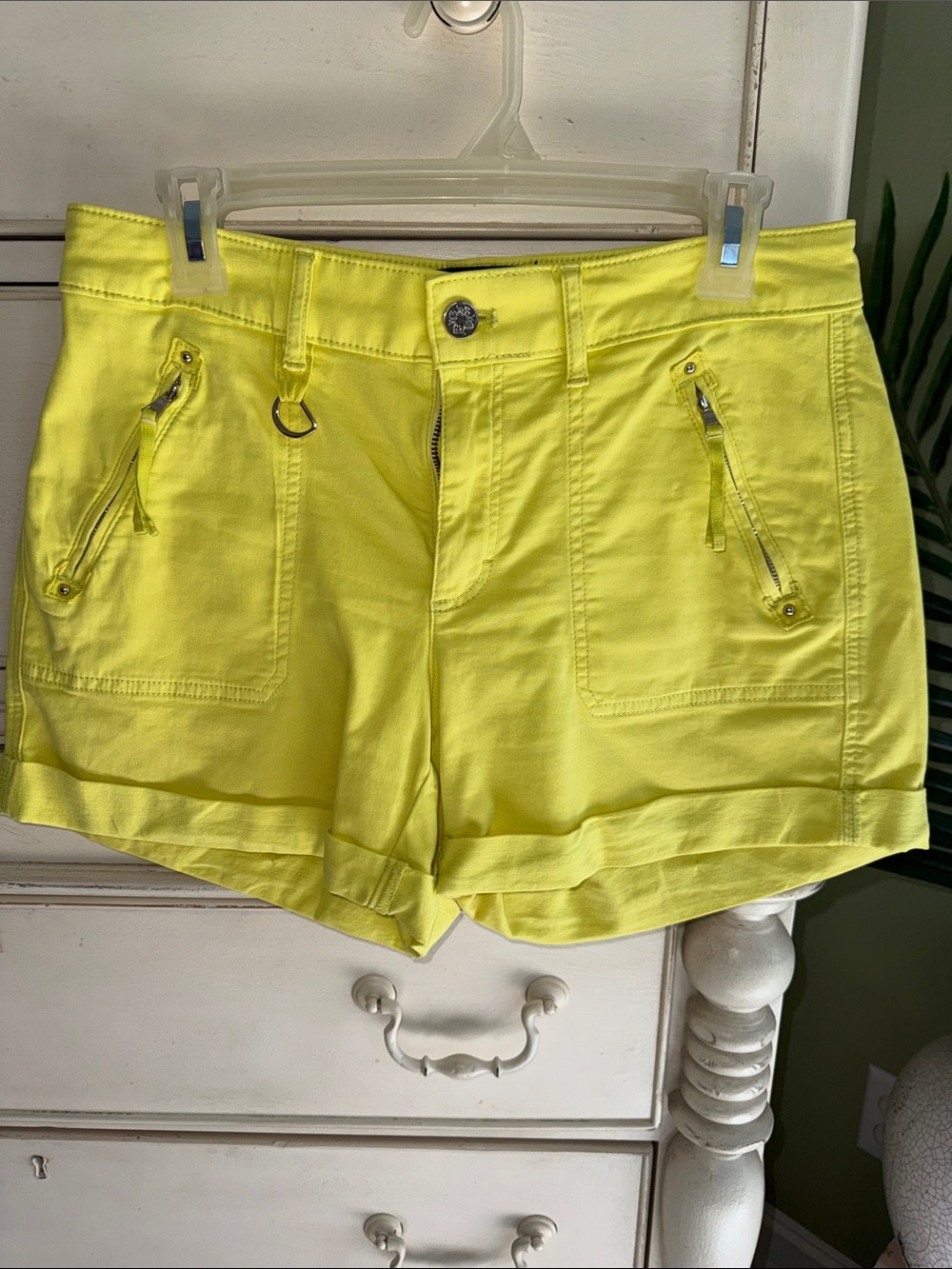 White House Black Market Pret a play Neon Yellow High-Waist  Shorts size 4